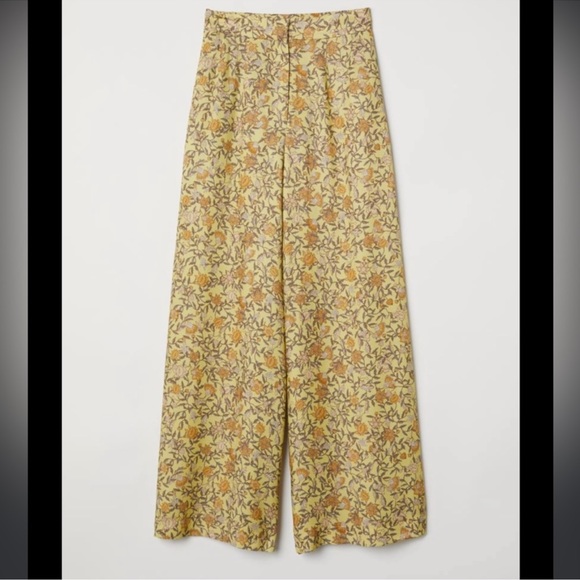 H&M yellow floral wide leg pant - Picture 3 of 7